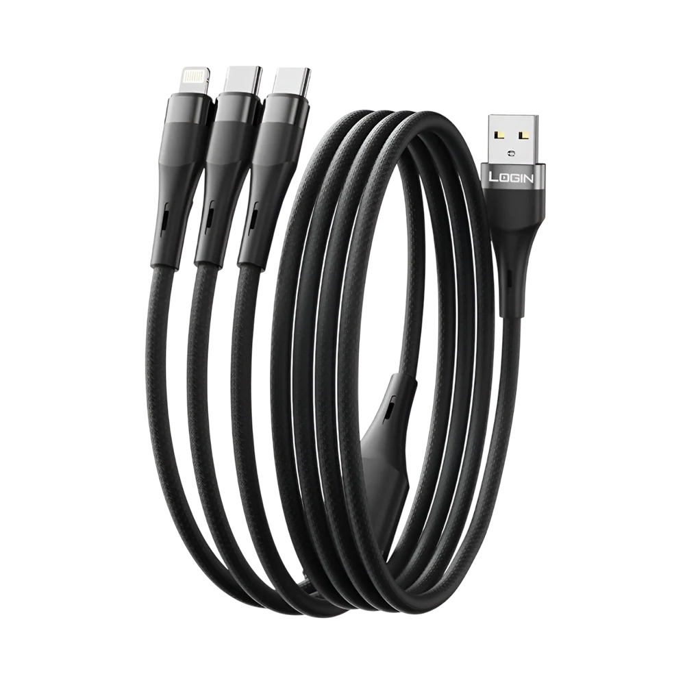L-909 | 3 IN 1 Cable 100% COPPER | 1 IOS | 2 Type-C