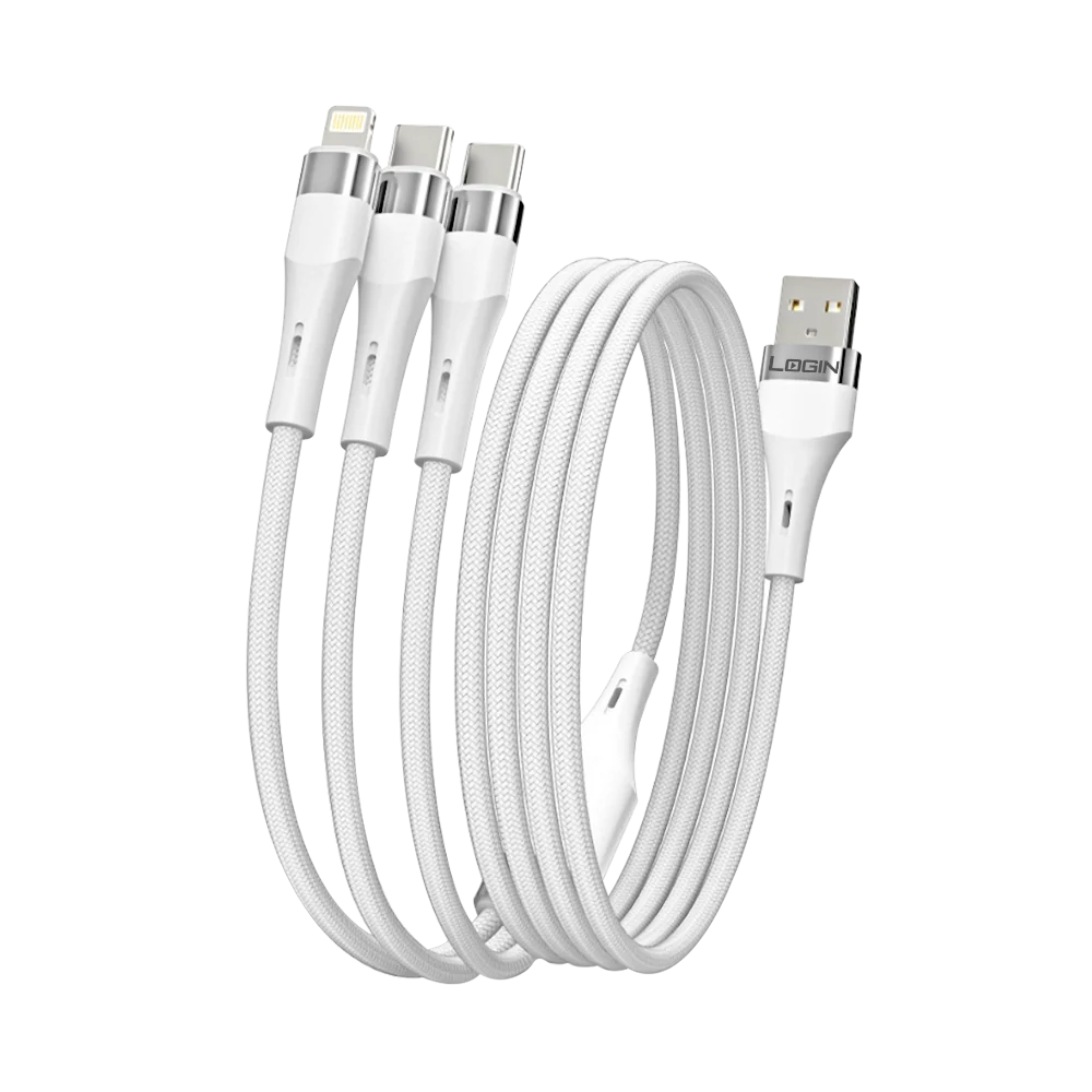 L-909 | 3 IN 1 Cable 100% COPPER | 1 IOS | 2 Type-C