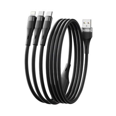 L-909 | 3 IN 1 Cable 100% COPPER | 1 IOS | 2 Type-C